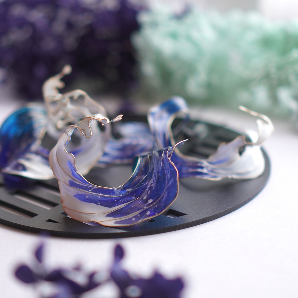 【芍薬・髪飾り】*波と芍薬の髪飾り*【布花・ディップアート】