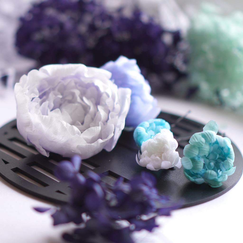 【芍薬・髪飾り】*波と芍薬の髪飾り*【布花・ディップアート】