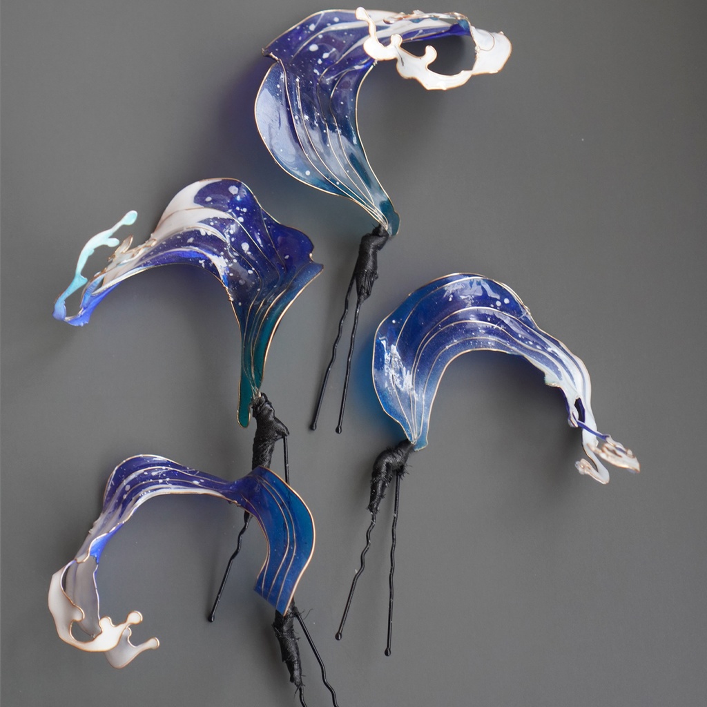 【芍薬・髪飾り】*波と芍薬の髪飾り*【布花・ディップアート】