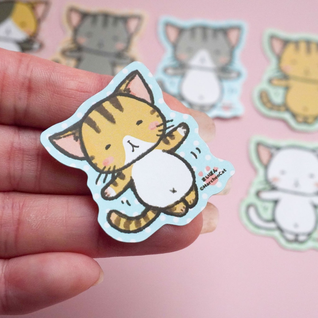 のほほんネコさん【ステッカー】猫フレークシール