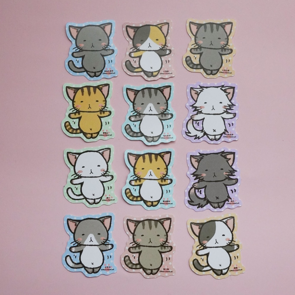 のほほんネコさん【ステッカー】猫フレークシール