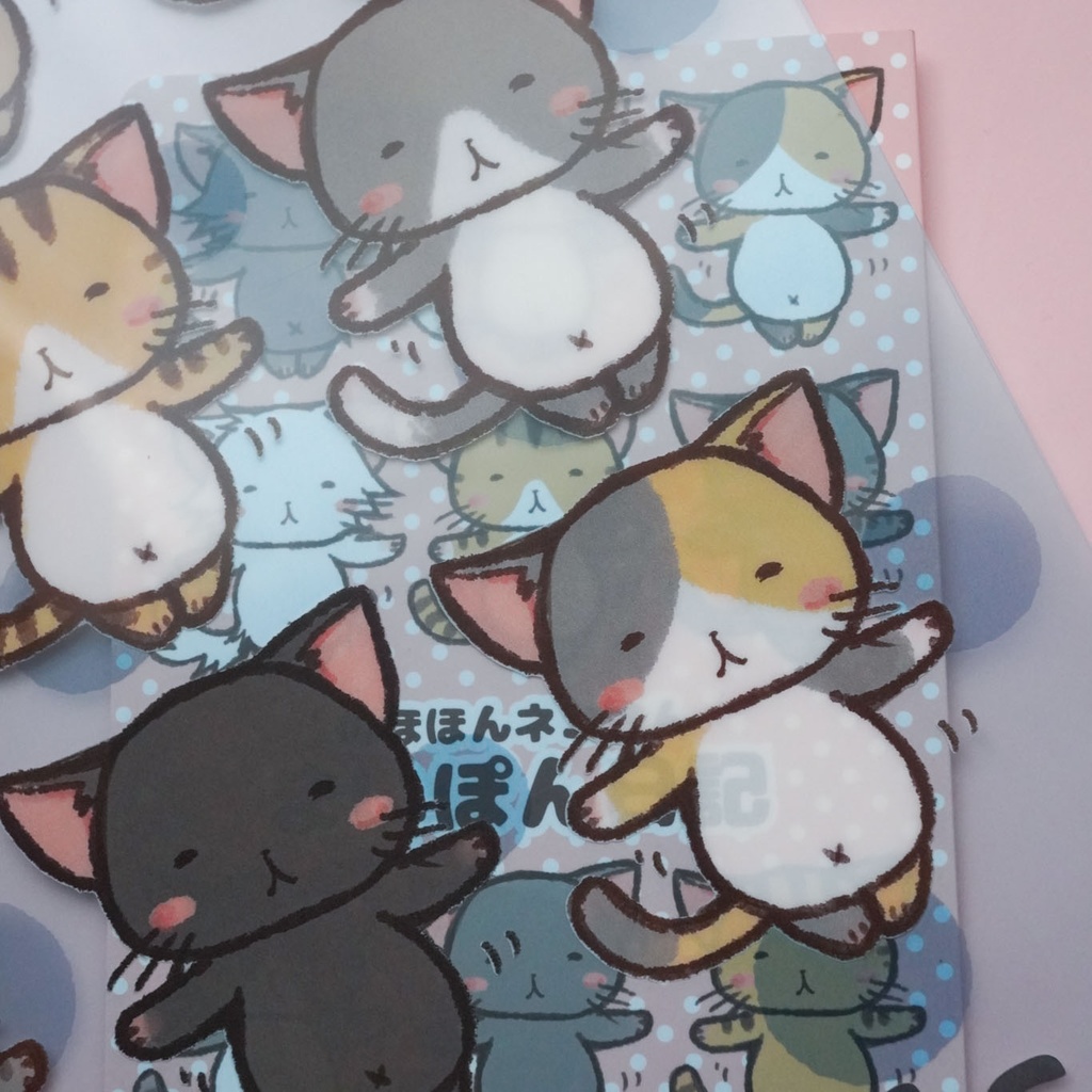 【クリアファイル】のほほんネコさんの仲間たち【ブルー】