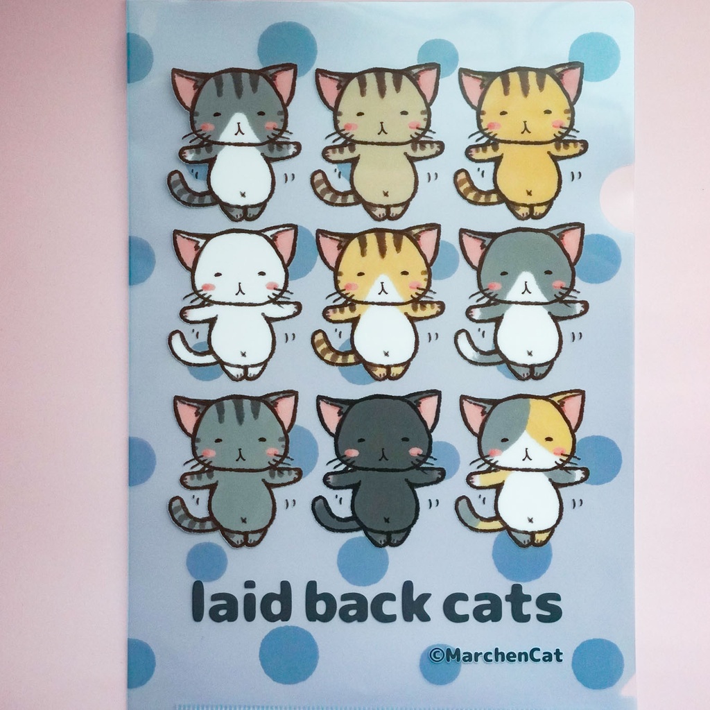 【クリアファイル】のほほんネコさんの仲間たち【ブルー】