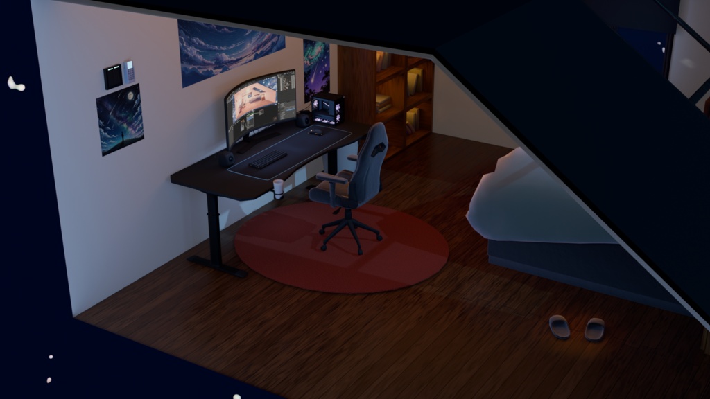 セミモダンな屋根裏ゲーミングルーム/Semi Modern Attic Gaming Room