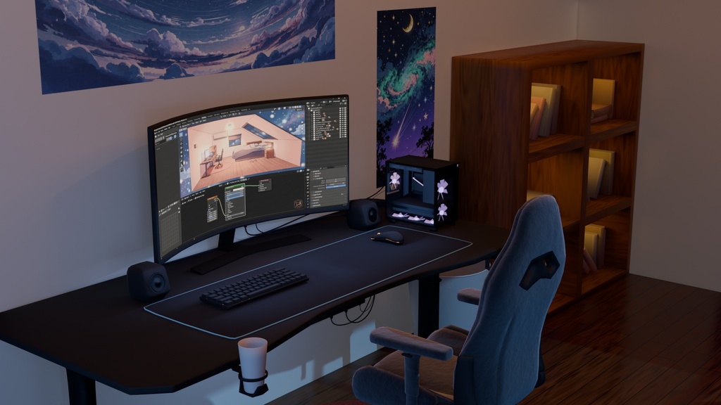 セミモダンな屋根裏ゲーミングルーム/Semi Modern Attic Gaming Room
