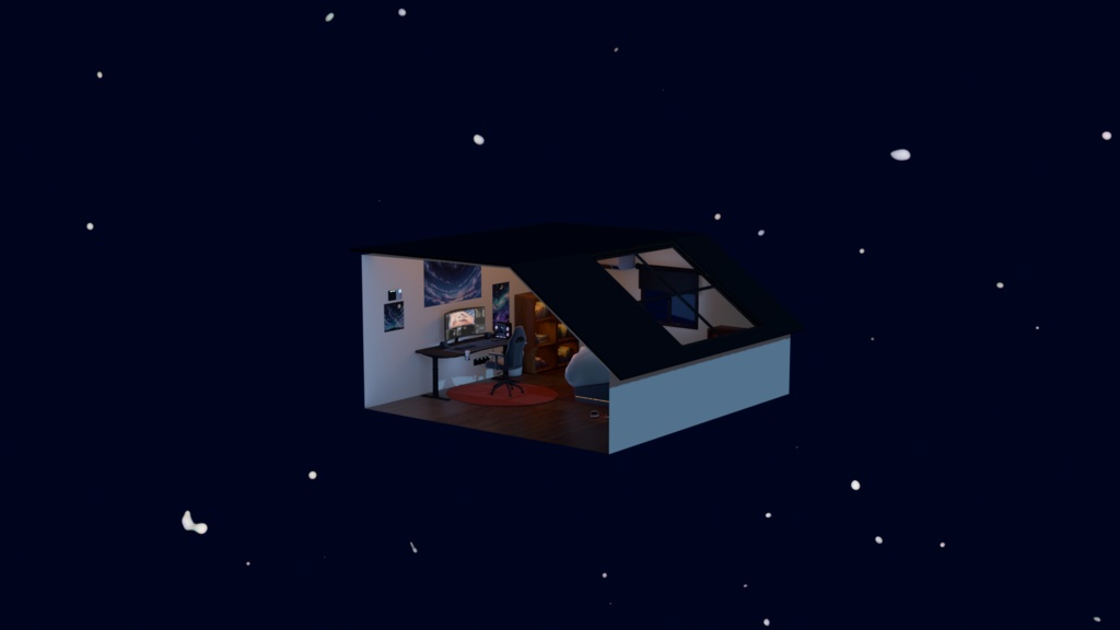 セミモダンな屋根裏ゲーミングルーム/Semi Modern Attic Gaming Room