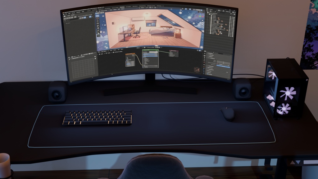 セミモダンな屋根裏ゲーミングルーム/Semi Modern Attic Gaming Room
