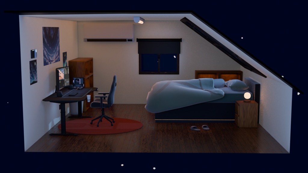 セミモダンな屋根裏ゲーミングルーム/Semi Modern Attic Gaming Room