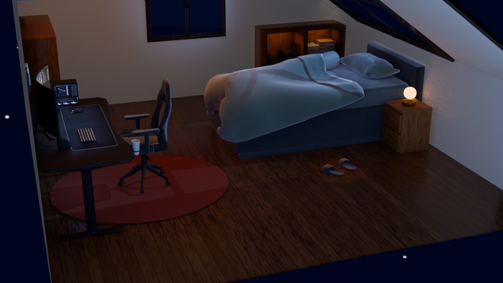 セミモダンな屋根裏ゲーミングルーム/Semi Modern Attic Gaming Room