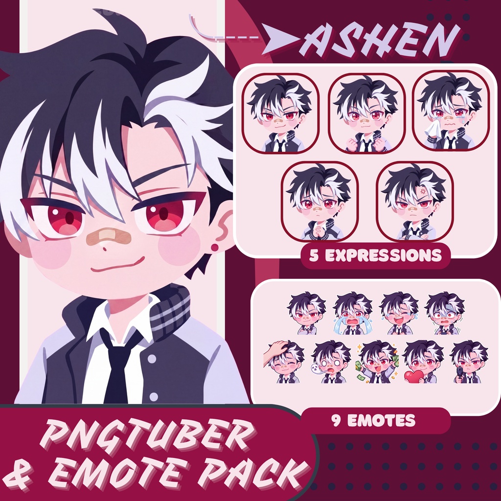 Ashen PNGTuber | Anime VTuber Avatar & Emotes