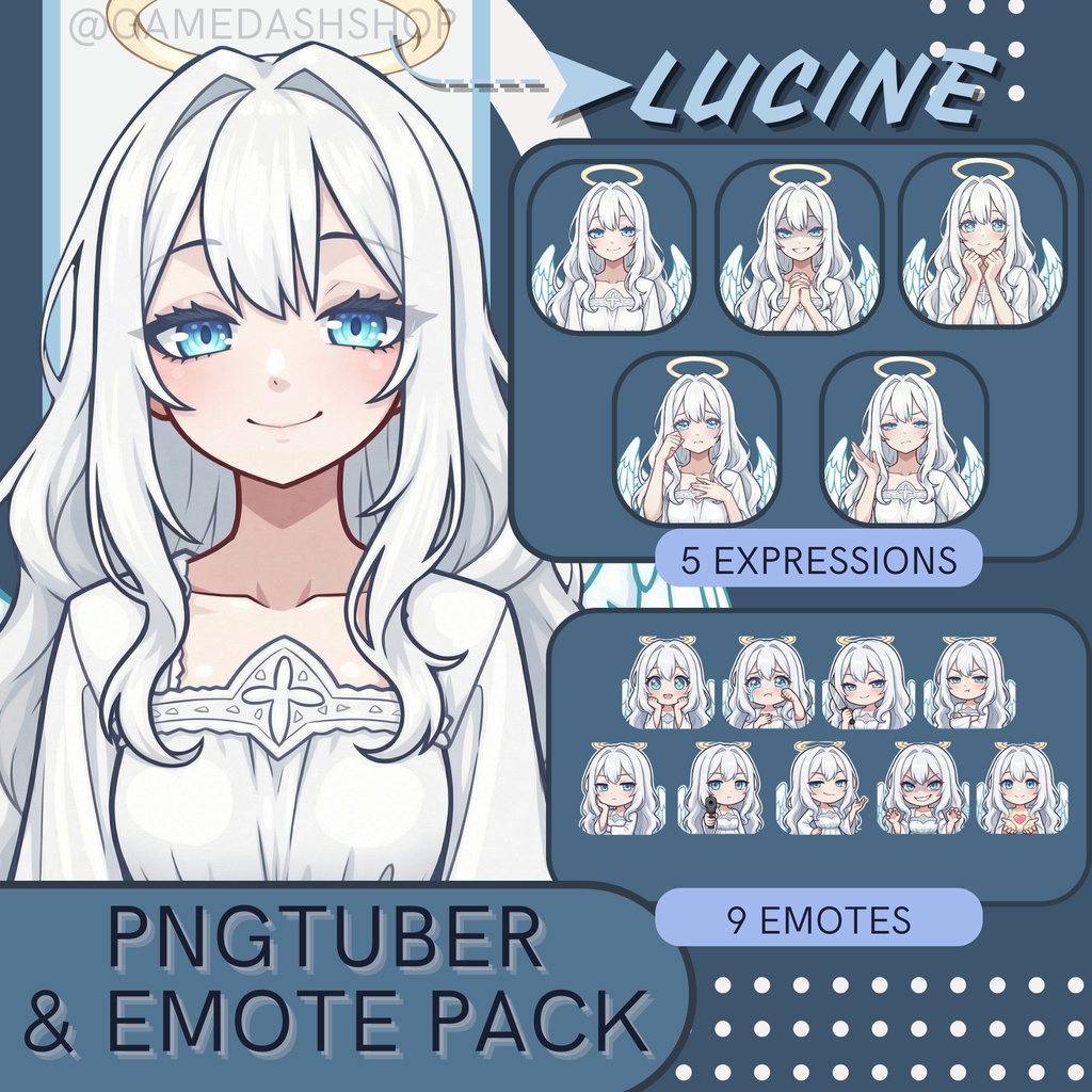 PNGtuber Avatar + Emote Pack – Lucine Anime Premade for Twitch & Discord