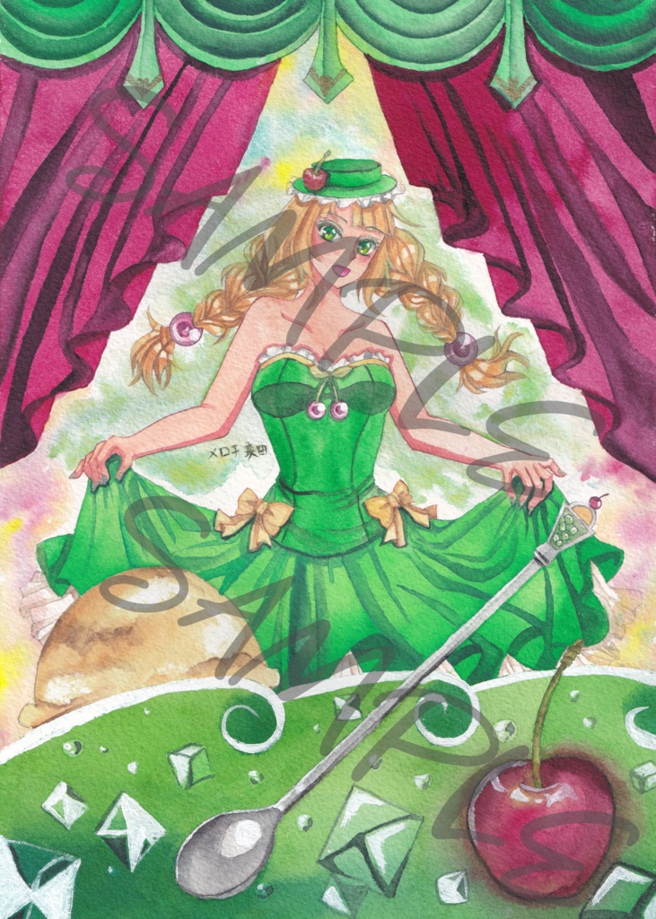 メロンソーダの煌めき B5額装原画