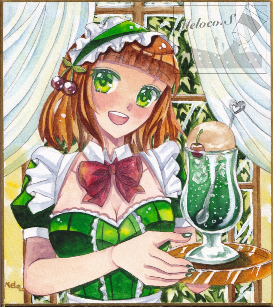メロンソーダはいかがですか？　寸松庵色紙　額装原画