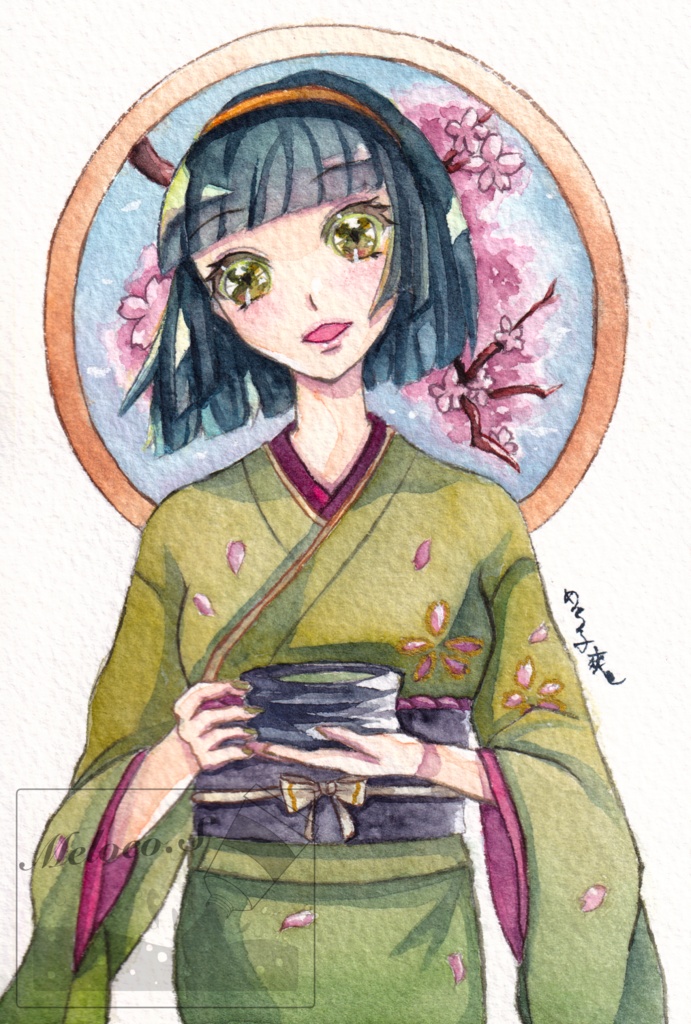 ひと碗の春　ポストカード　額装