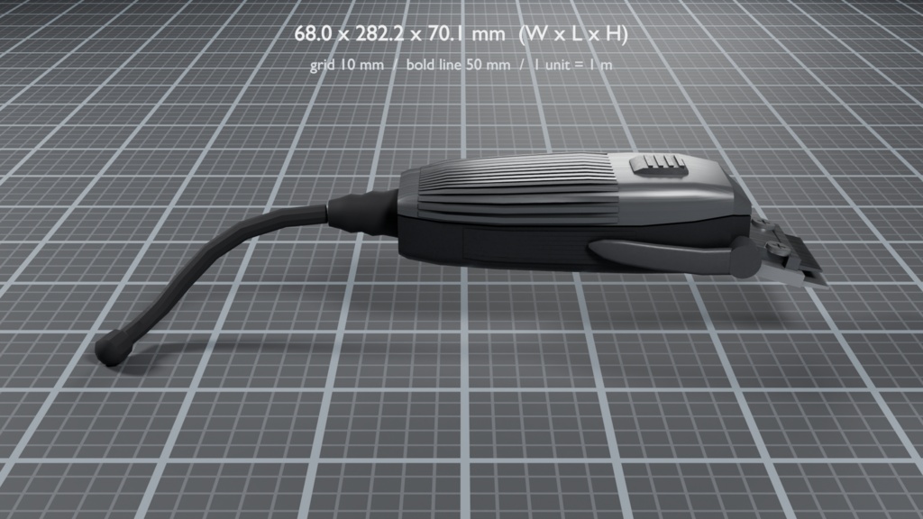 業務用バリカン 3D モデル / Barber Hair Clipper 3D Model(PBR・実寸・UV 展開済み)