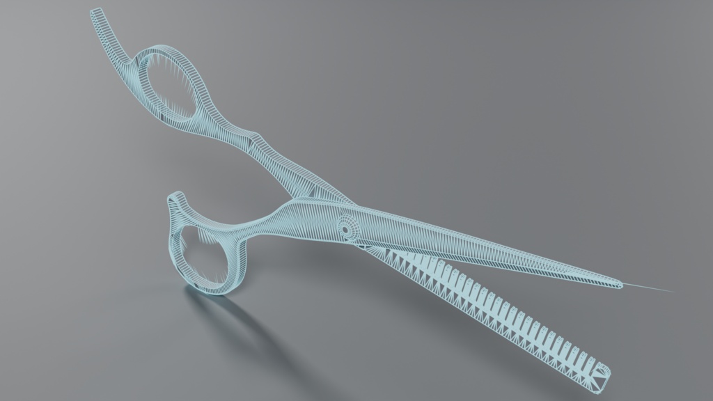 セニングシザー(スキバサミ)3D モデル / Thinning Shears 3D Model(PBR・実寸・UV 展開済み)