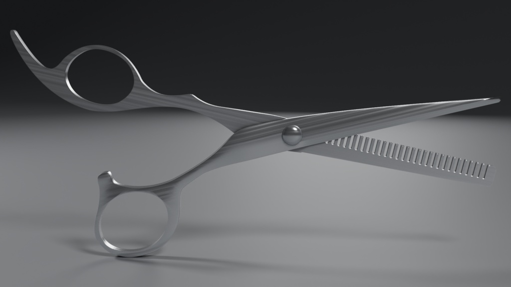 セニングシザー(スキバサミ)3D モデル / Thinning Shears 3D Model(PBR・実寸・UV 展開済み)