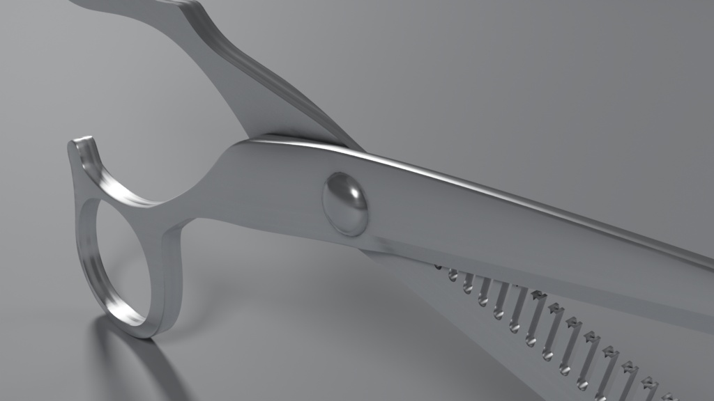 セニングシザー(スキバサミ)3D モデル / Thinning Shears 3D Model(PBR・実寸・UV 展開済み)