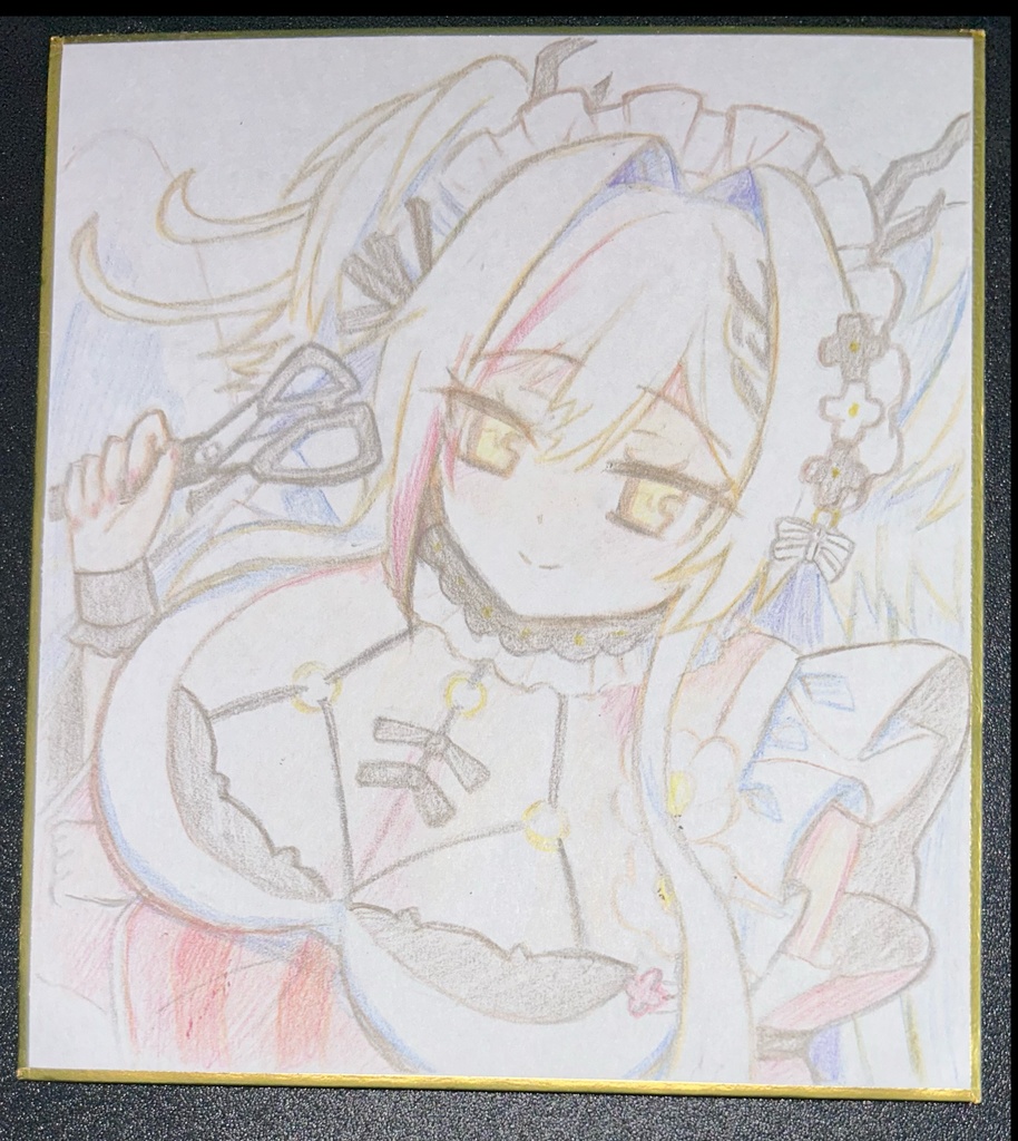 直筆色鉛筆ミニ色紙（美鶴）【くまかに4】