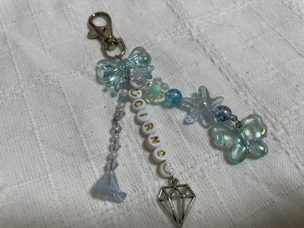 ♥ハンドメイド♦東方ビーズキーホルダー【チルノ】イメージ（パターンB）