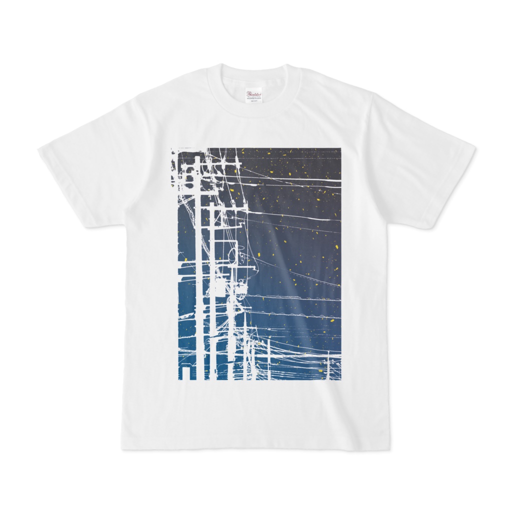 シンプルデザインTシャツ 電線×夜空