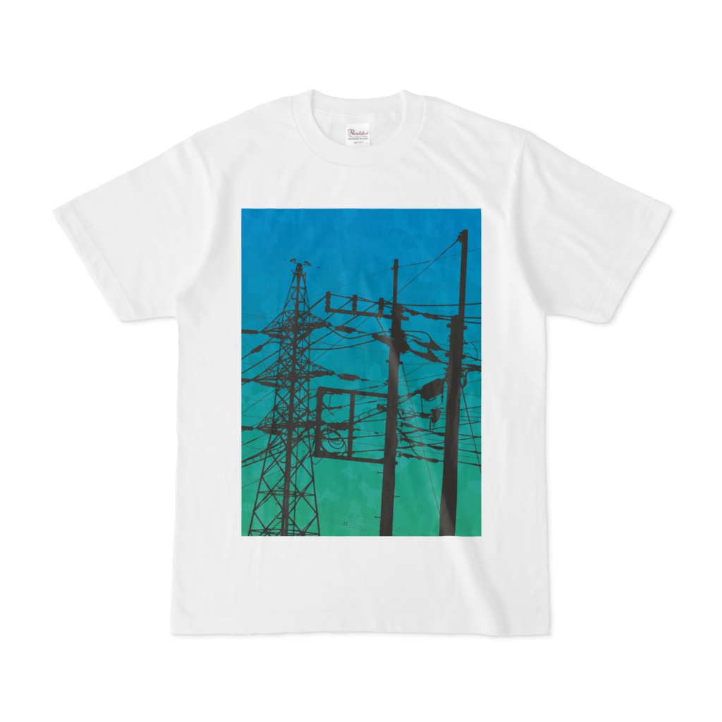 シンプルデザインTシャツ 電柱×鉄塔