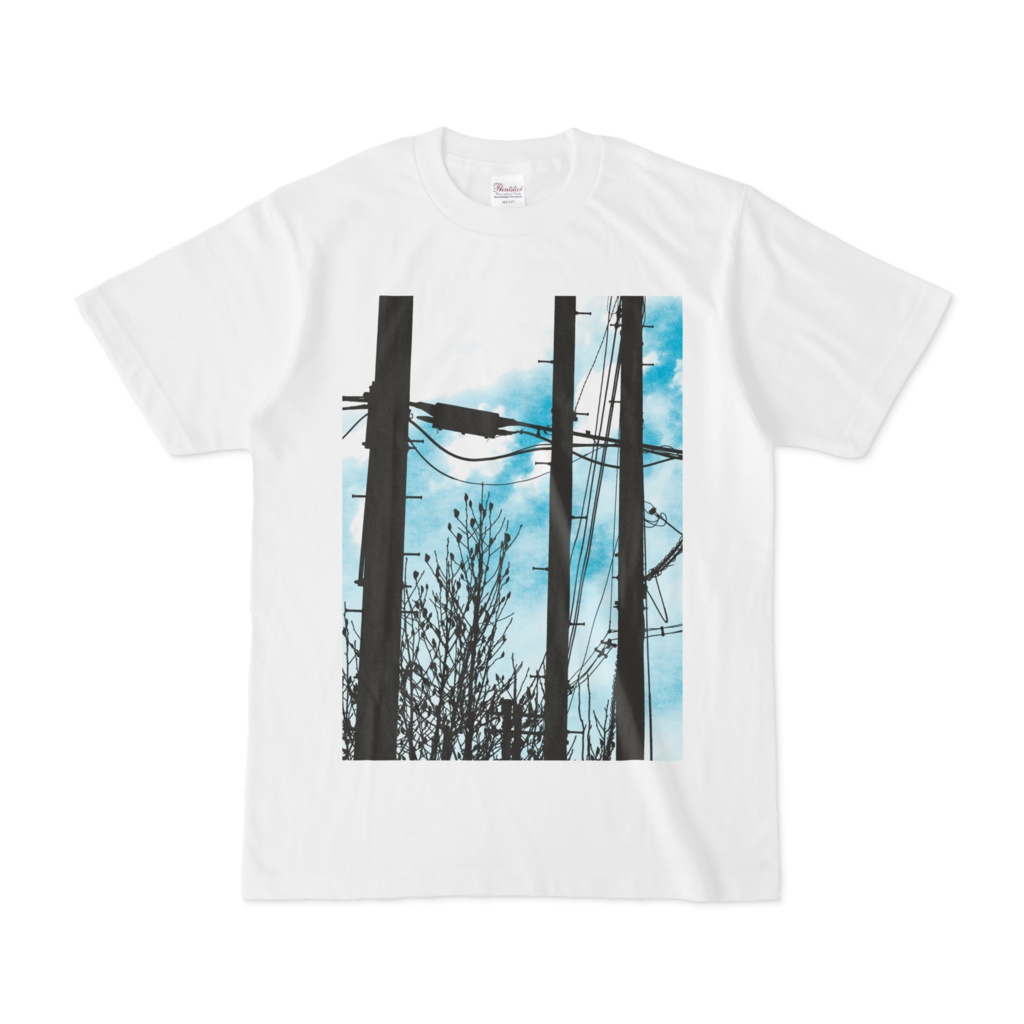 シンプルデザインTシャツ 電柱×木