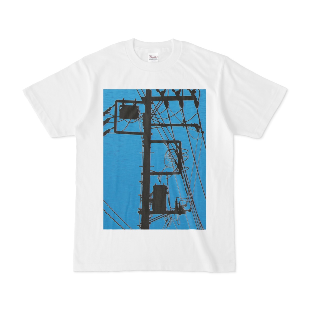 シンプルデザインTシャツ 電柱青
