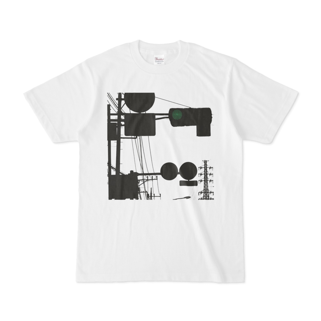 シンプルデザインTシャツ 信号機-鉄塔-電柱-電線-標識
