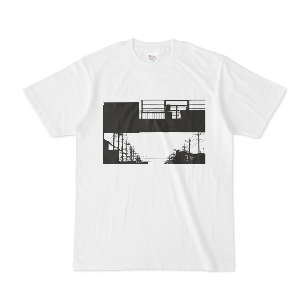 シンプルデザインTシャツ 横断歩道橋黒
