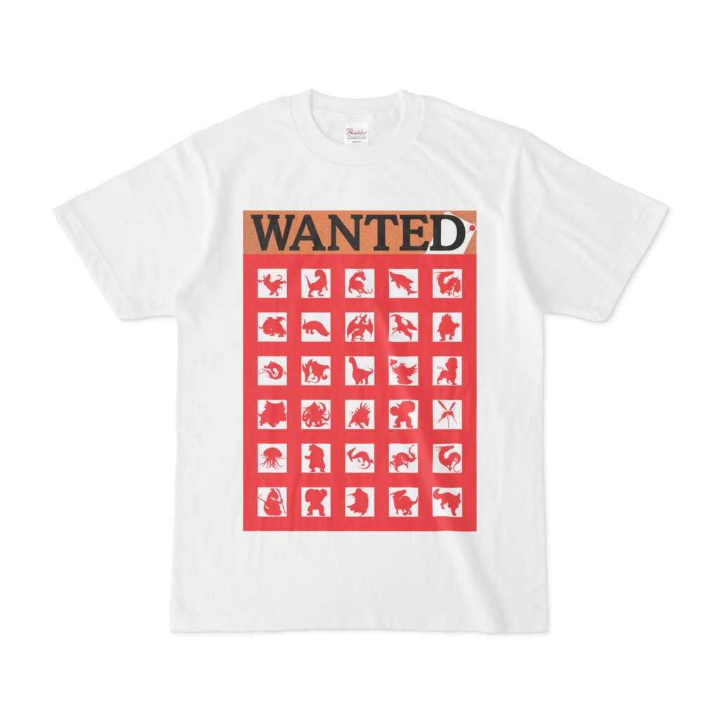 シンプルデザインTシャツ WANTED MONSTER(RED)