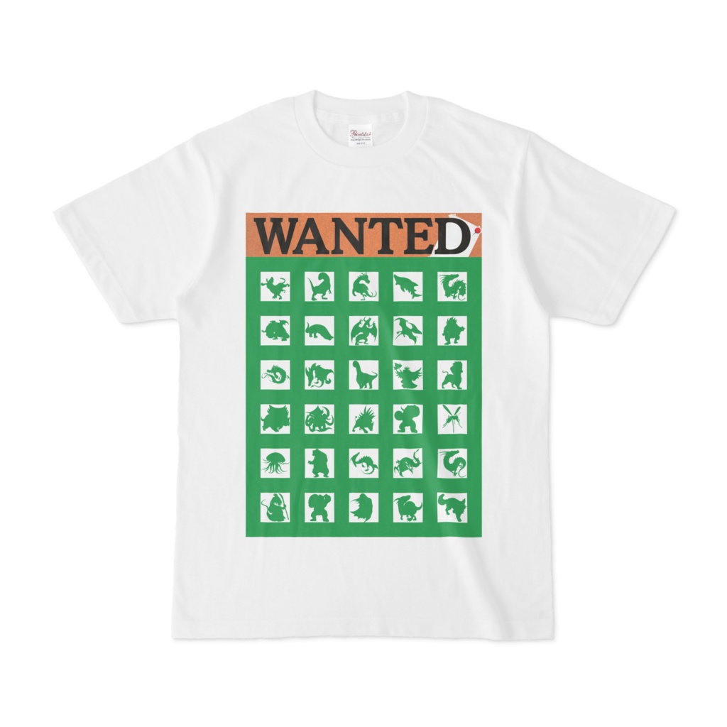 シンプルデザインTシャツ WANTED MONSTER(GREEN)