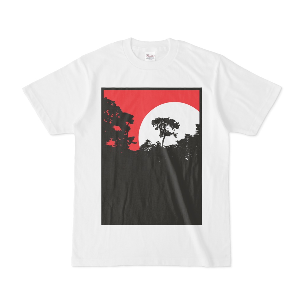 シンプルデザインTシャツ 木々に円