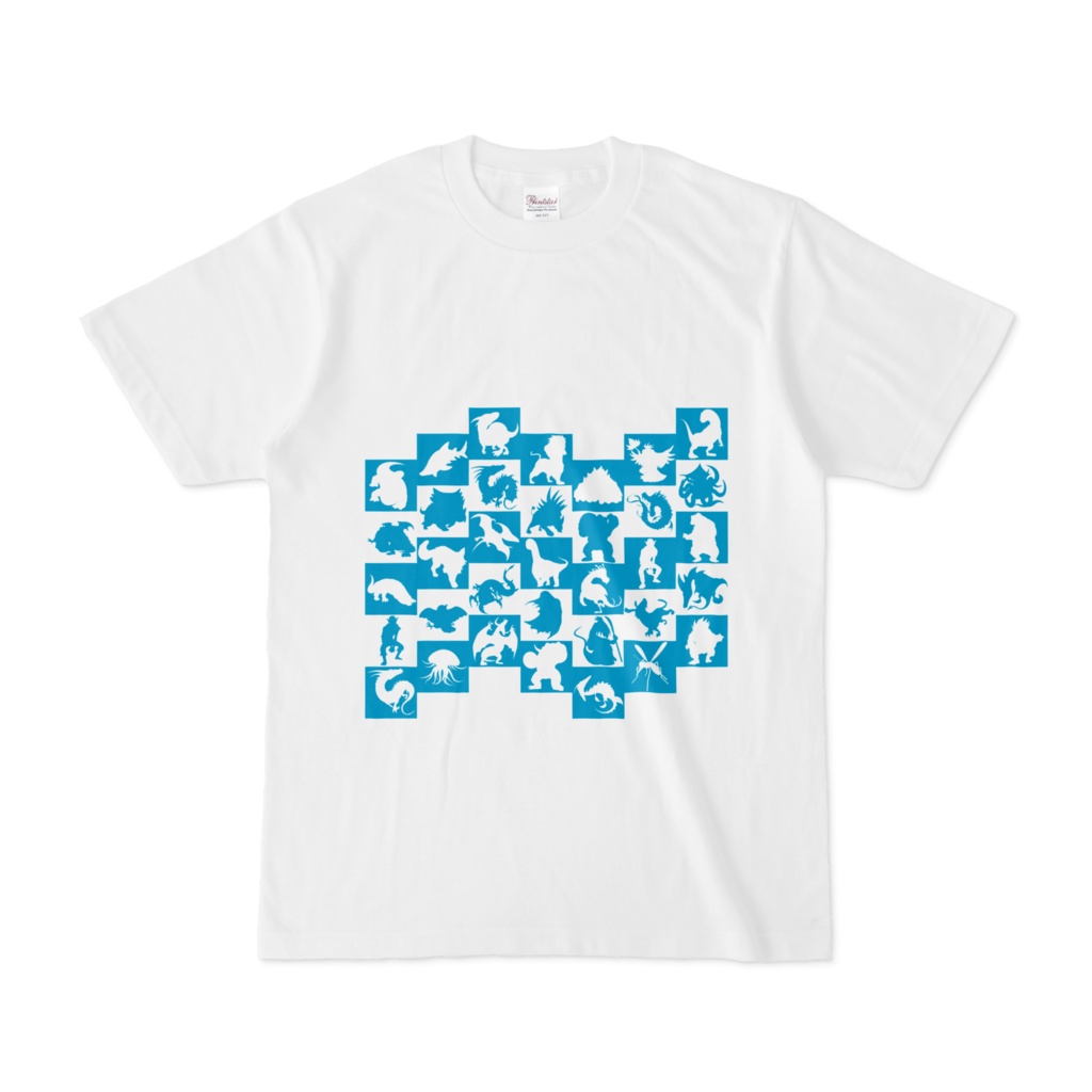 シンプルデザインTシャツ WAVE・MONSTER(CYAN)
