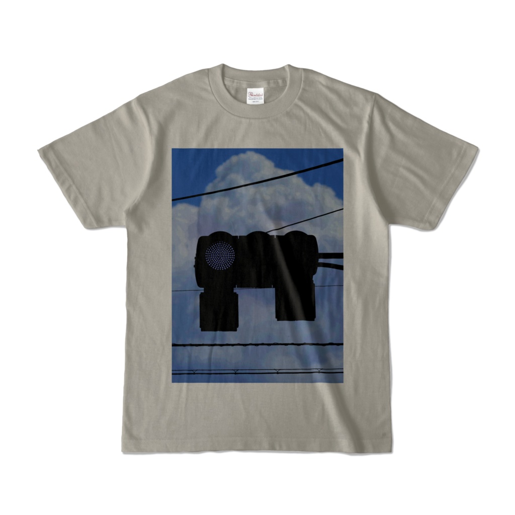 Tシャツ シルバーグレー 雲と信号