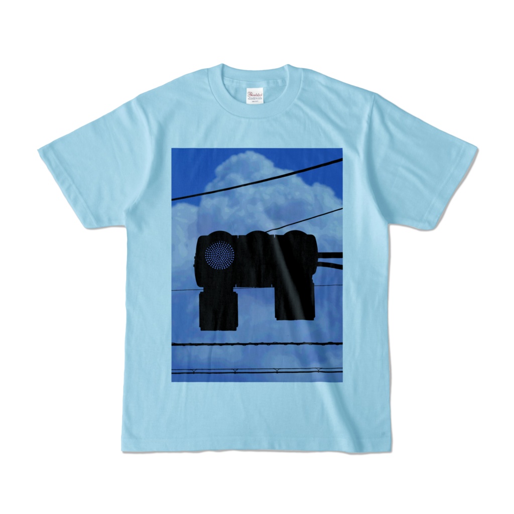 Tシャツ ライトブルー 雲と信号