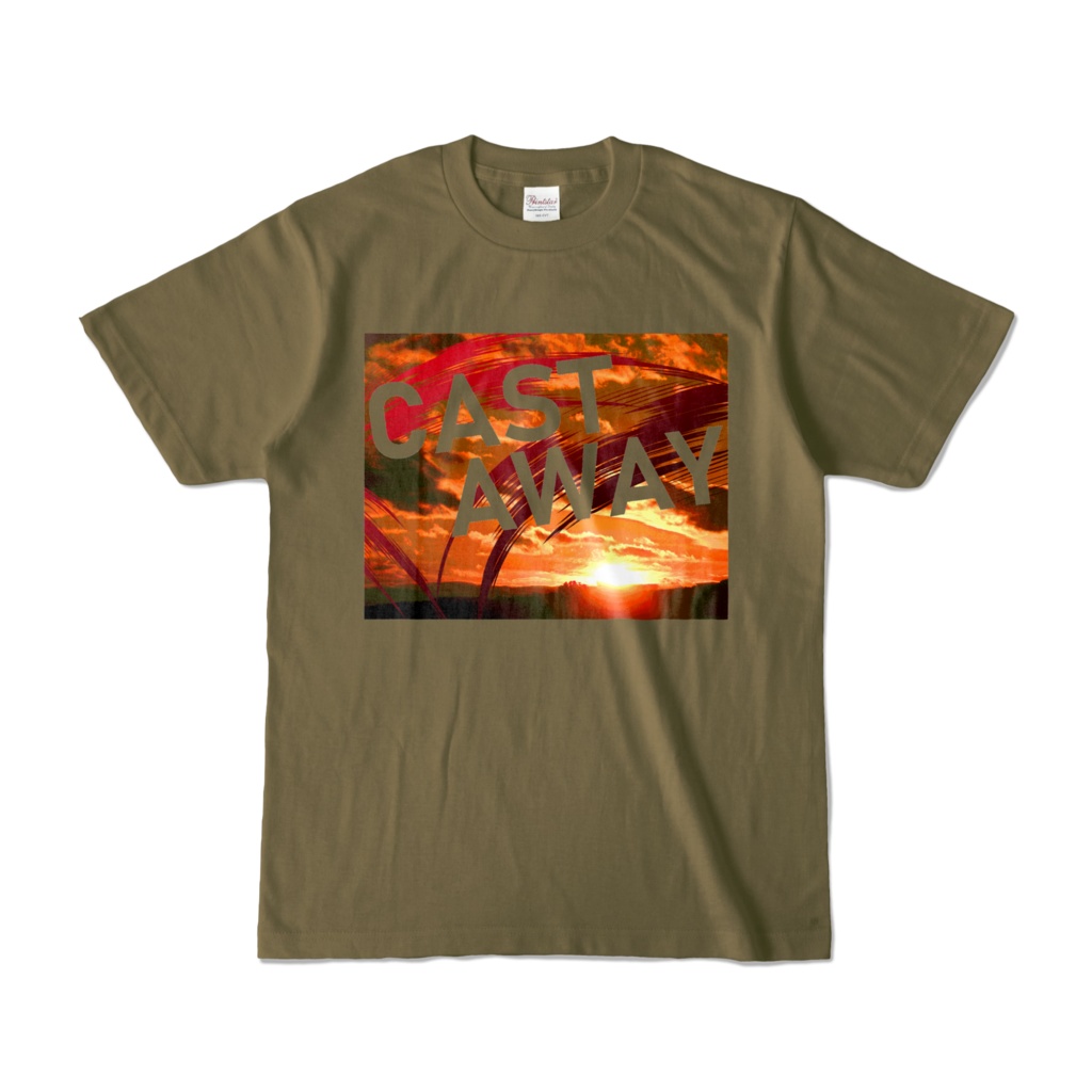 Tシャツ オリーブ CAST_AWAY_SUNRISE