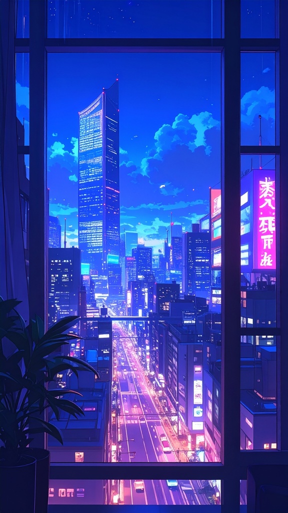 夜の都会(スマホ向け)