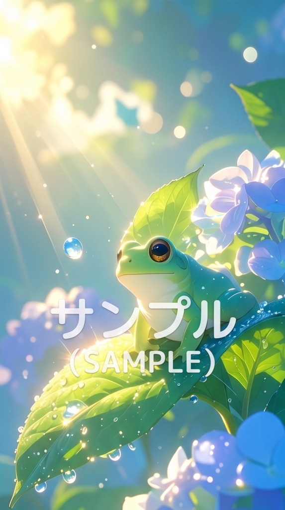 カエルとアジサイ(スマホ向け)