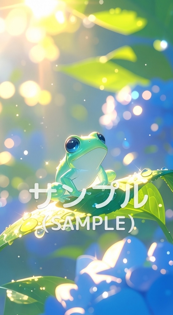 カエルとアジサイ(スマホ向け)