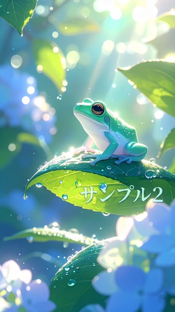 カエルとアジサイ2(スマホ向け)