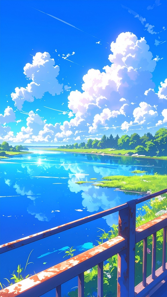 夏の川(スマホ向け)