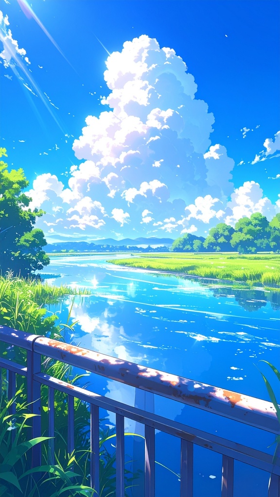 夏の川(スマホ向け)