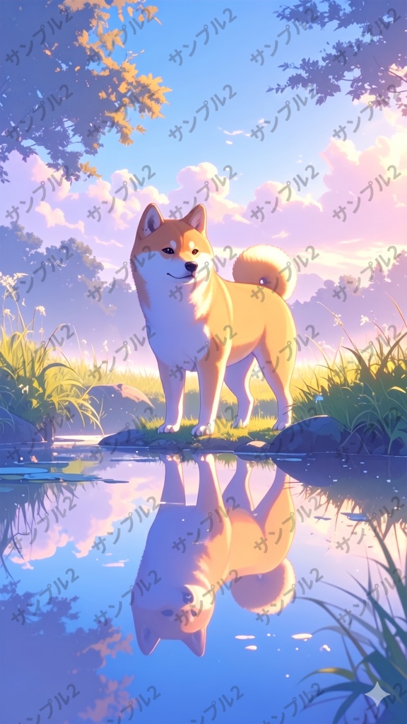 柴犬と朝(スマホ向け)