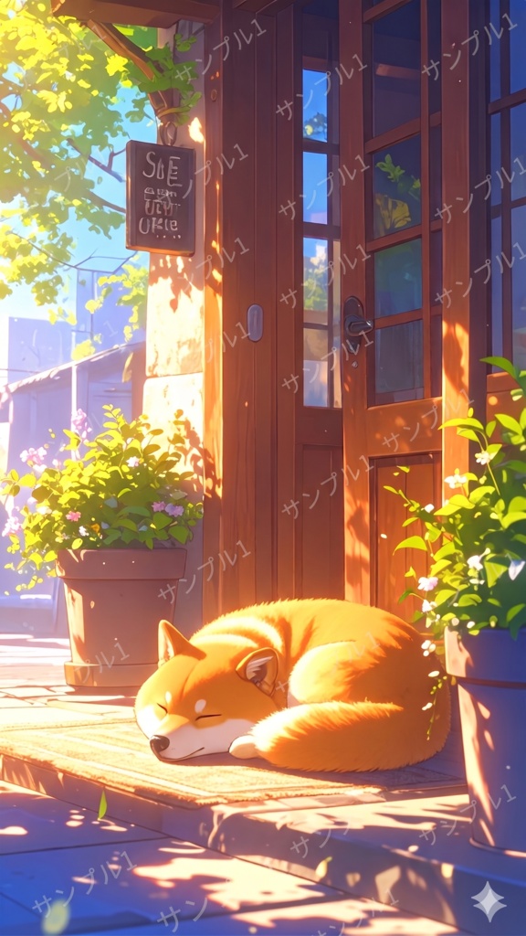 柴犬と朝(スマホ向け)