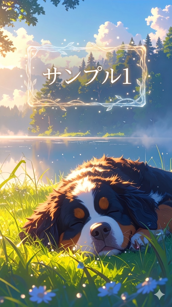 バーニーズ・マウンテン・ドッグと朝(スマホ向け)