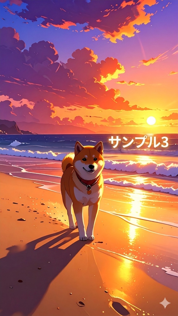 柴犬と夕方(スマホ向け)