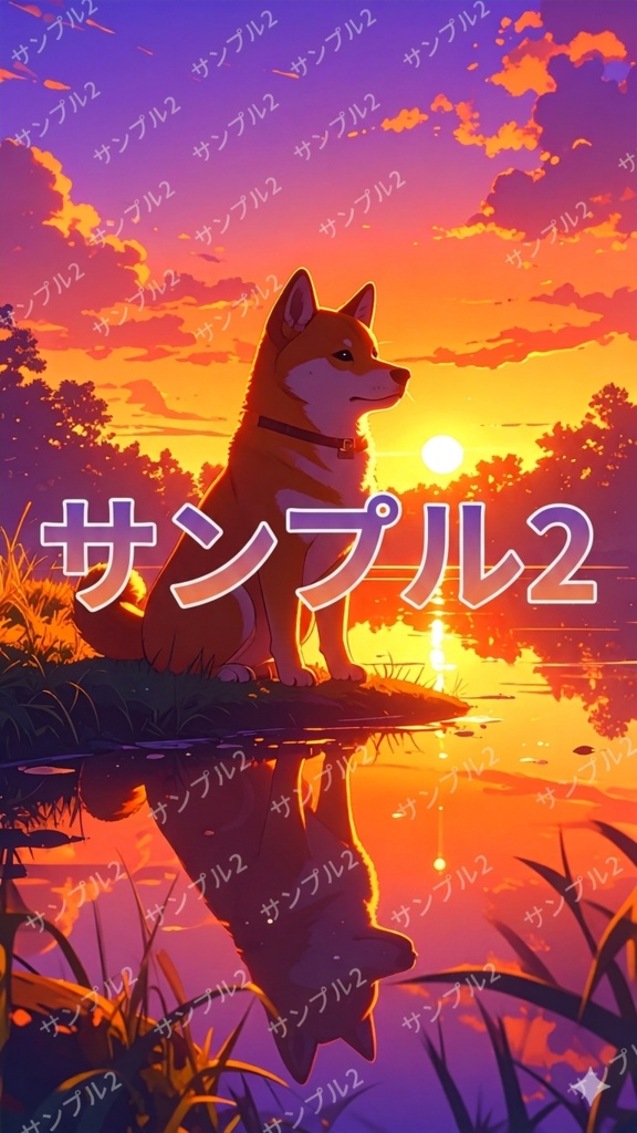 柴犬と夕方(スマホ向け)