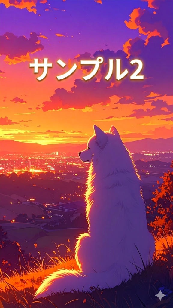 サモエドと夕方(スマホ向け)