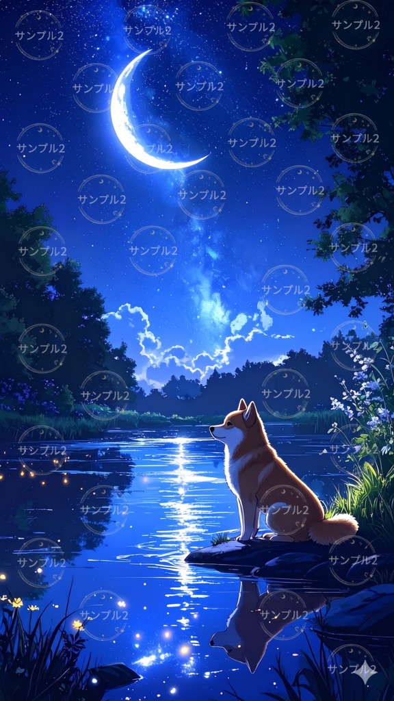 柴犬と夜(スマホ向け)